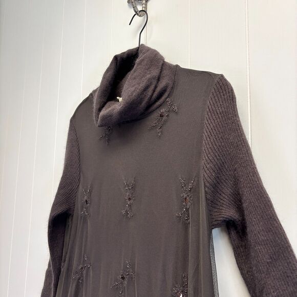 Sundance‎ Womens Boho Fairy Embroidered Mesh Lace Turtleneck Dress Size M Sequin - Picture 3 of 10
